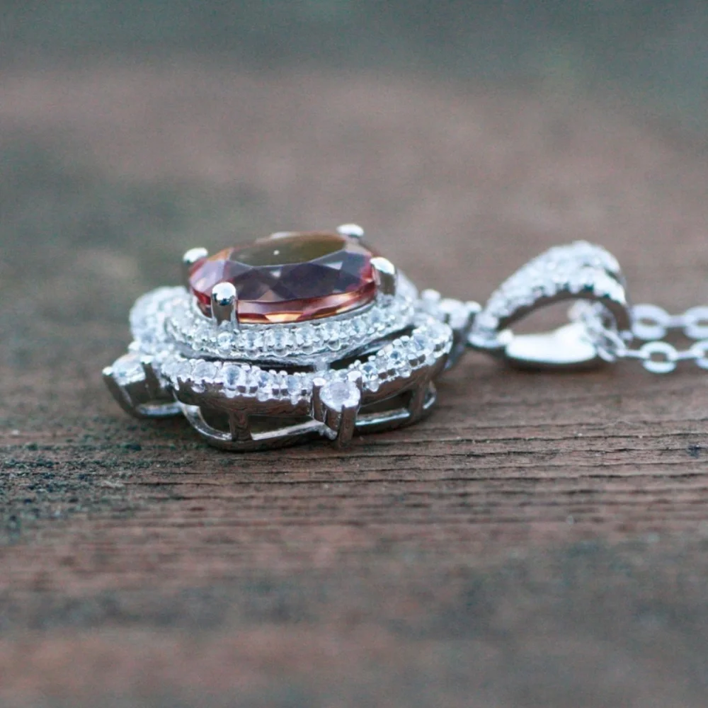 Victorian Design Color Change Diaspore Pendant Sterling Silver - Picture 8 of 11